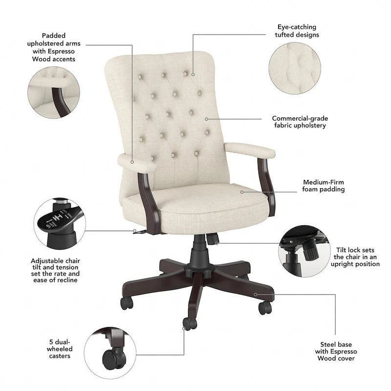 High Back Office Chair with Arms by