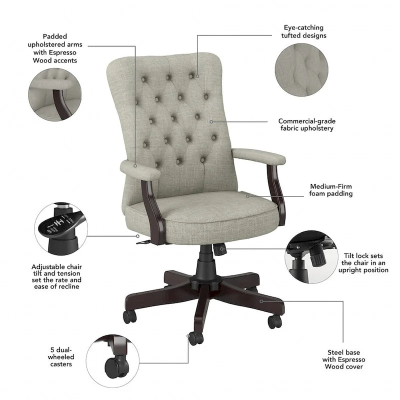 High Back Office Chair with Arms by