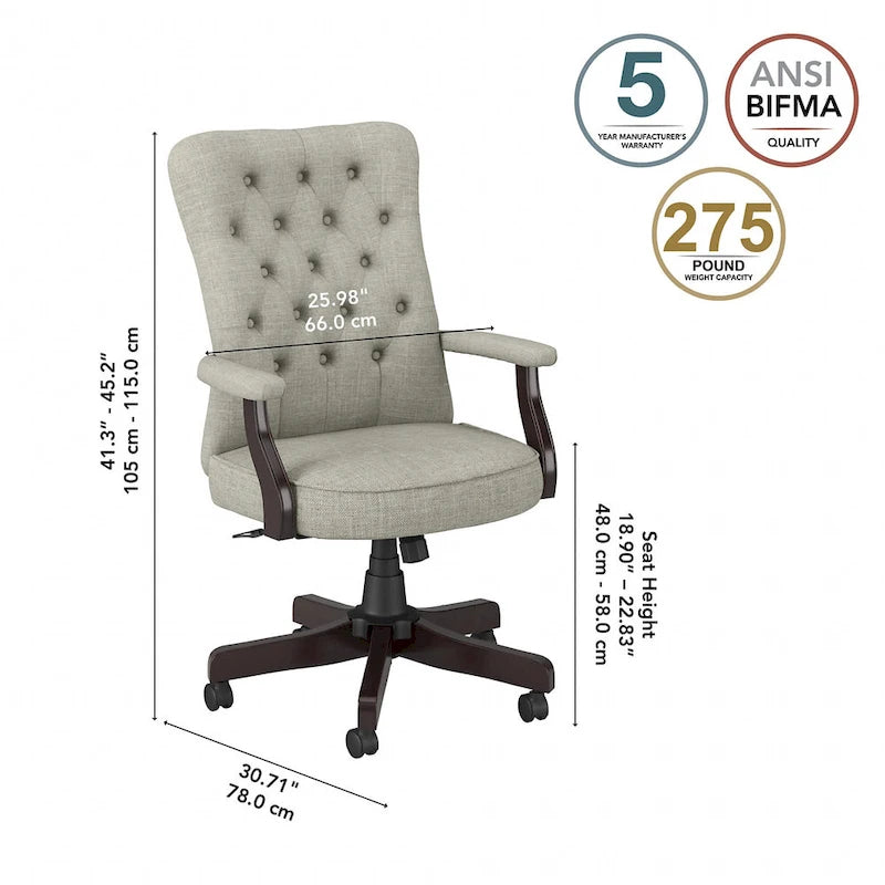 High Back Office Chair with Arms by